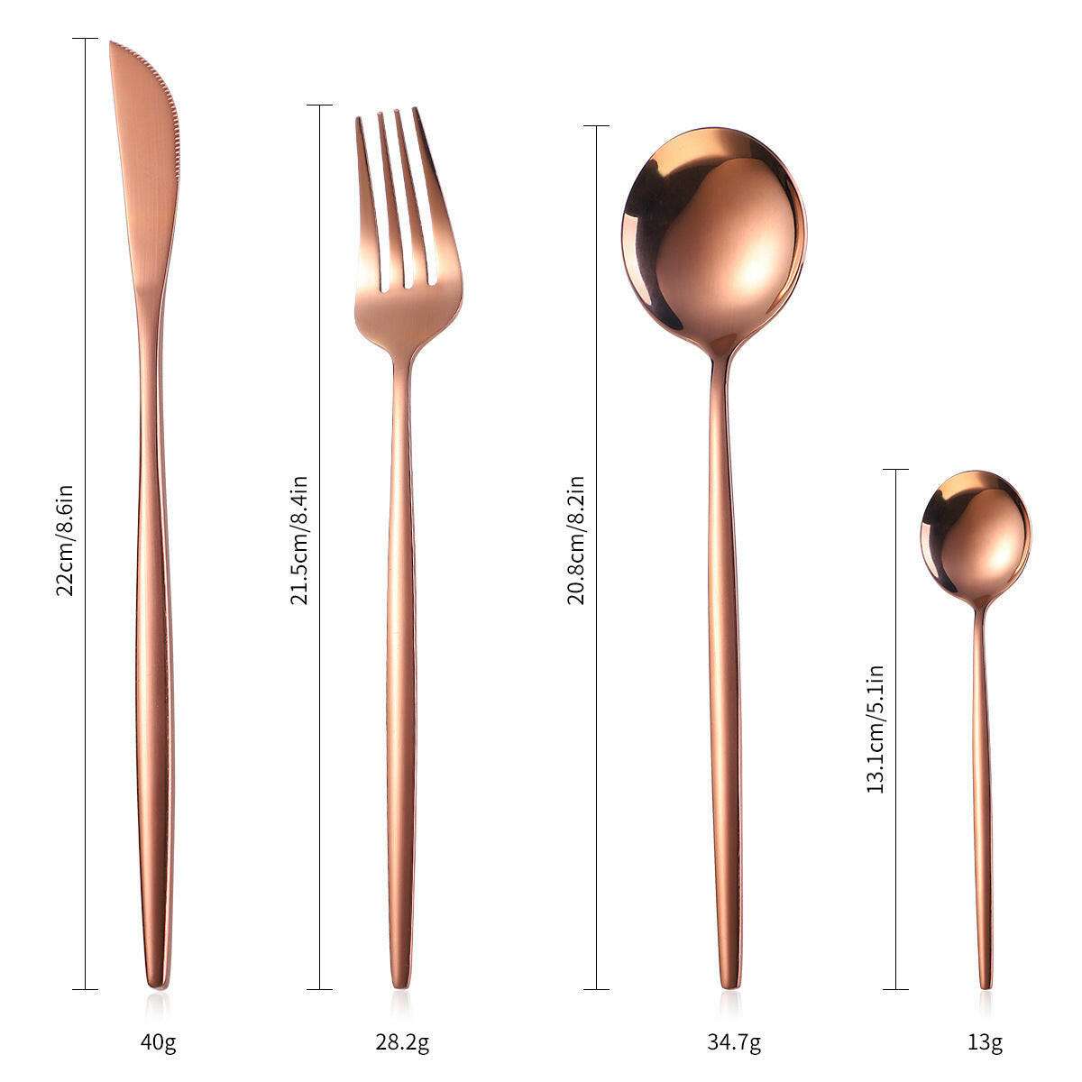 Stainless Steel Cutlery Set with 36 gold pieces and elegant design.