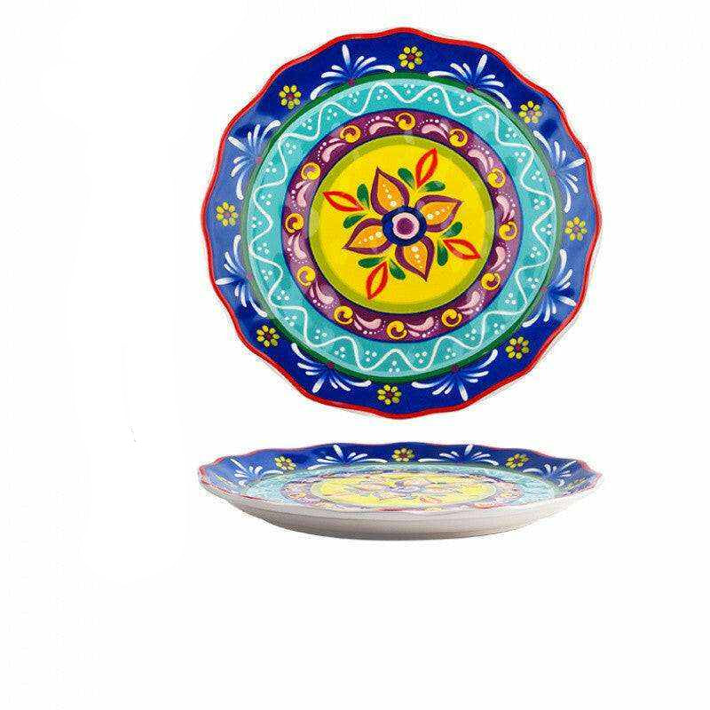 Imari Porcelain Japanese plates with vibrant patterns and smooth curved edges, durable and heat-resistant.