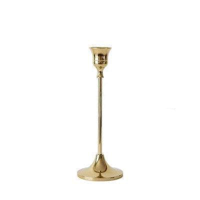 Vintage golden candle holder with elegant design, 19 cm tall.