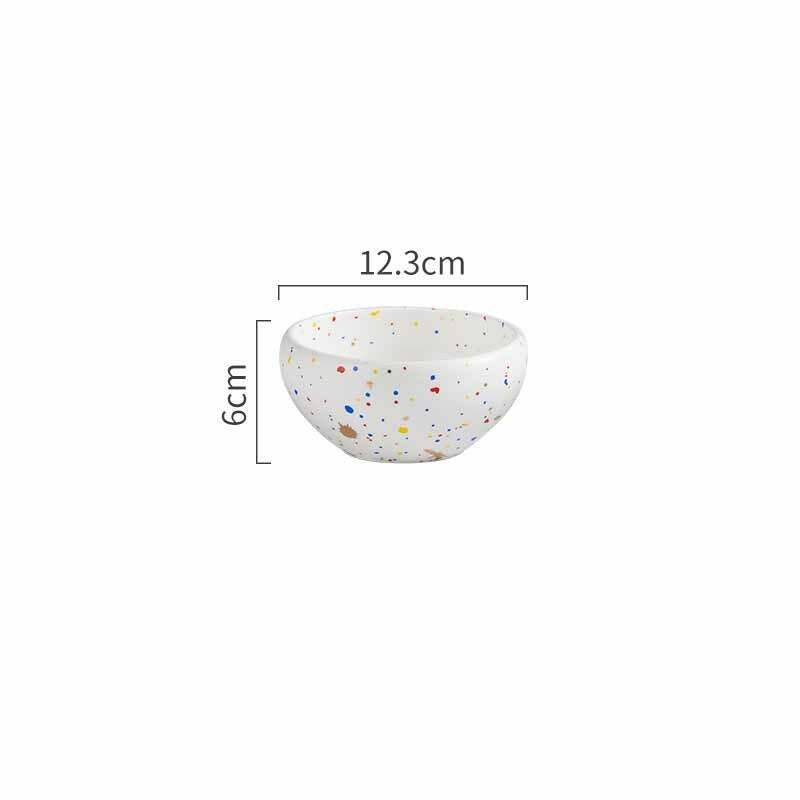Graceful Dinnerware Set bowl with colorful speckled design, 12.3cm.