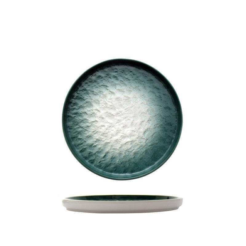 Gradient Emerald Plate Set with fine ceramic design and rich gradient tones of emerald green.