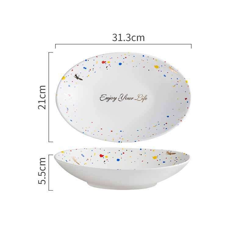 Graceful Dinnerware Set, bowls with colorful dot pattern, 31.3cm.