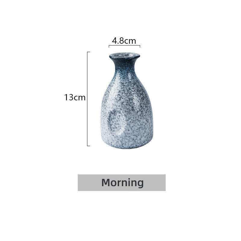 Japanese Sake Glass Ceramic bottle, 300ml, minimalist design with speckled glaze, 13cm tall.