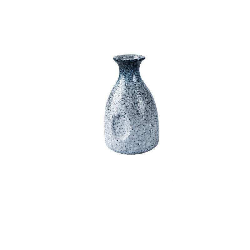 Japanese Sake Glass Ceramic bottle, 300ml, minimalist design with speckled glaze, 13cm tall.