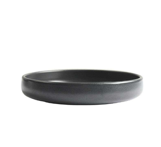 Modern black dining set plate with sleek matte finish.