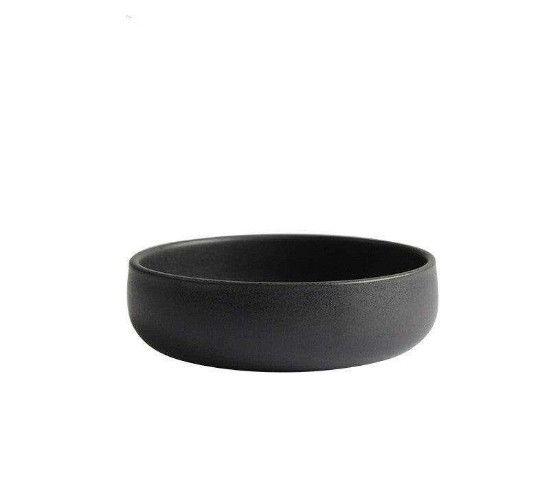 Modern black round bowl for dining set.