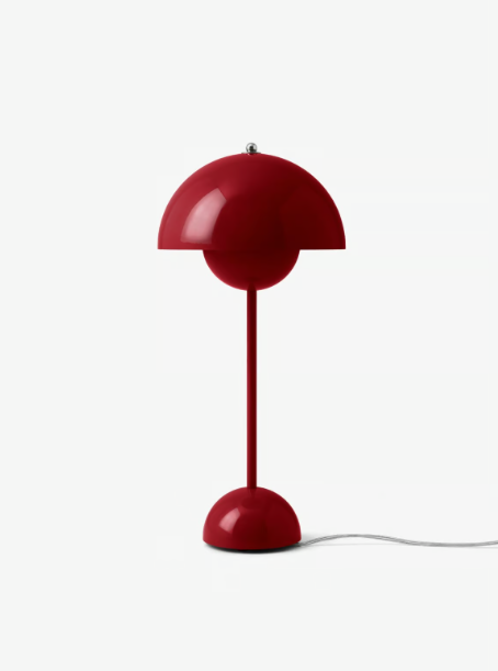 FlowerPot Lamp, red dome-shaped Scandinavian design.