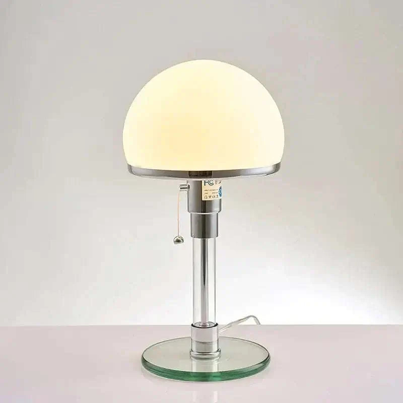 Bauhaus Lamp, Modern table lamp with dome shade and glass-like base.