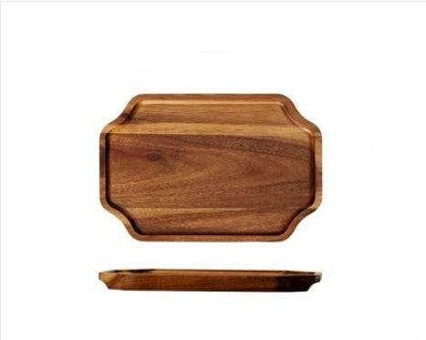 Serving Trays with modern hexagonal design and natural wood grain.