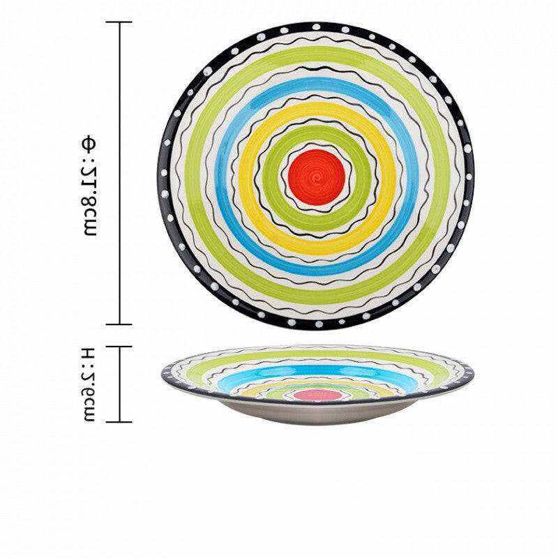 Imari Porcelain Japanese plates with vibrant concentric circle design.