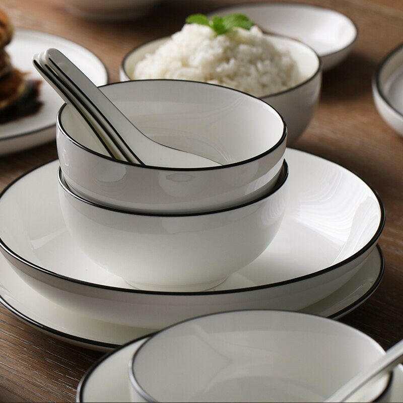 Japanese ceramic rice bowl set with minimalist design, smooth glaze finish, and high-quality porcelain material.