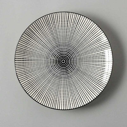 Dishes for Meals Creative, fine plate with black and white geometric pattern.