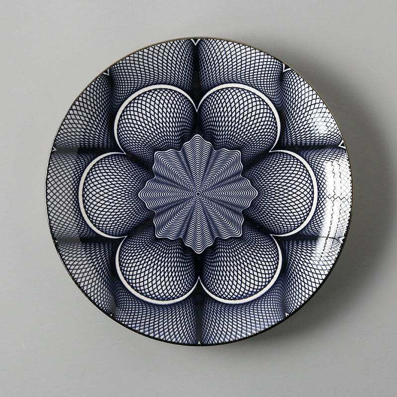 Dishes for Meals Creative, intricately patterned blue and white.