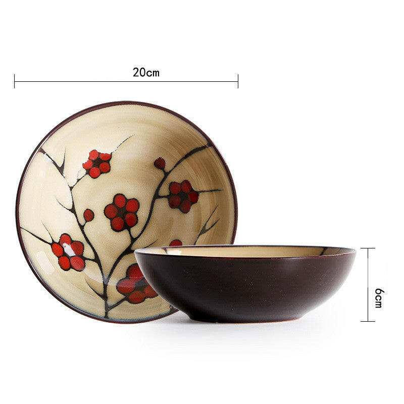 Fine Dining Dishes Japanese floral porcelain bowl and plate set with cherry blossom design, 20cm plate, 6cm bowl.