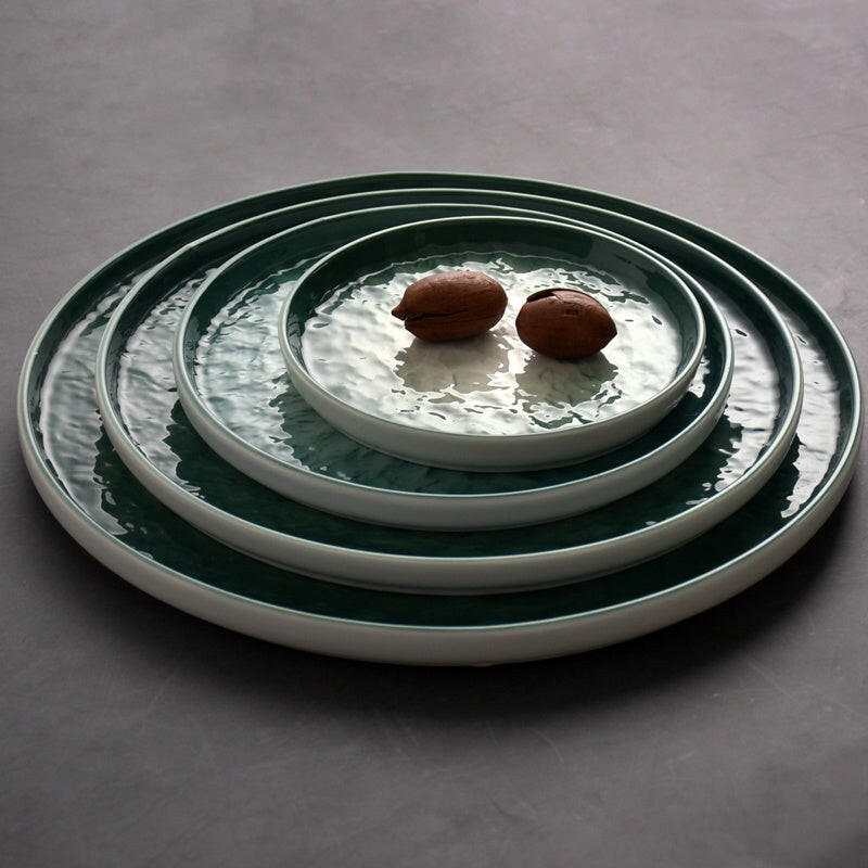 Gradient Emerald Plate Set with glossy ceramic finish and stylish green gradient design.