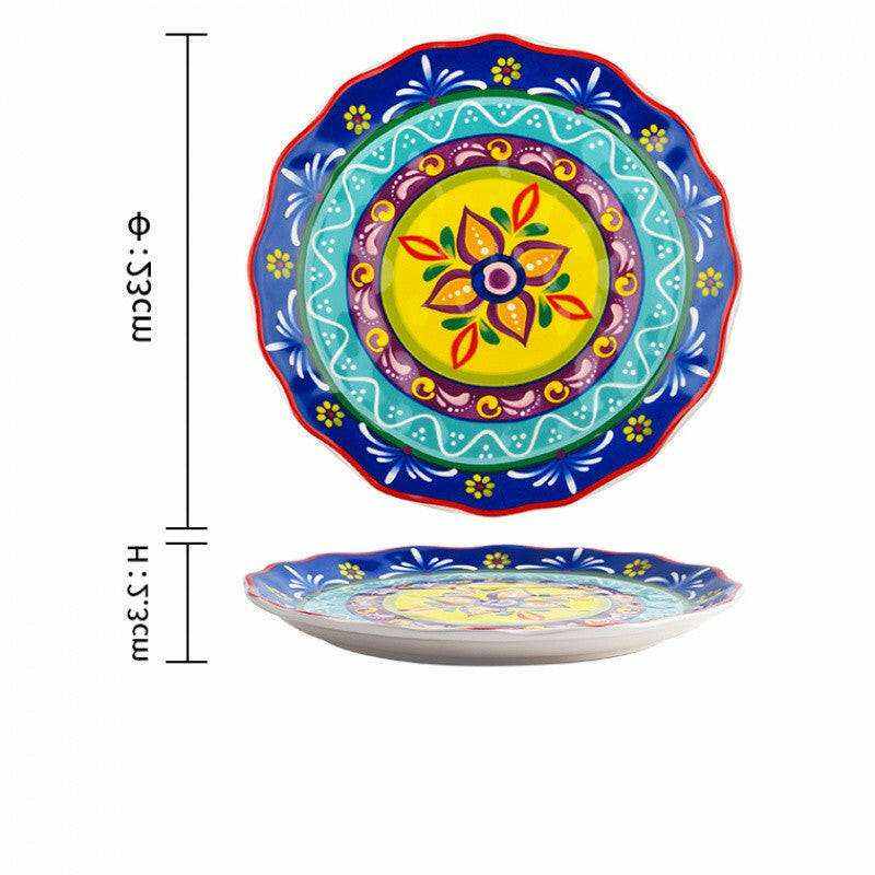 Imari Porcelain Japanese plates with vibrant patterns and smooth curved edges, durable and heat-resistant.