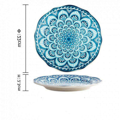 Imari Porcelain Japanese plates with intricate blue and white pattern, showcasing artistic design and vibrant hues.