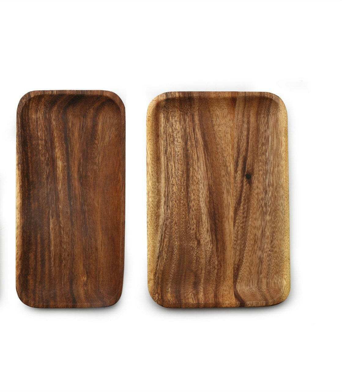 Rectangular Acacia Wood Trays showcasing natural grain and texture.