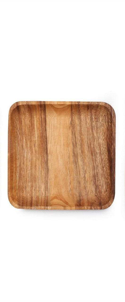 Rectangular Acacia Wood Tray with natural grain and golden brown tones.