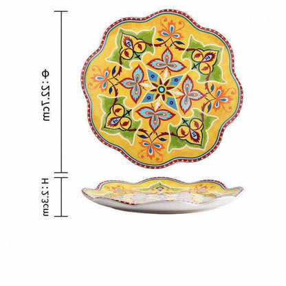 Imari Porcelain Japanese plates dish with intricate multicolour floral pattern and decorative scalloped edges.