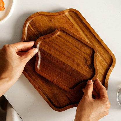 Serving Trays featuring a modern hexagonal design with natural wood grain.