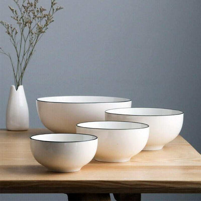 Japanese ceramic rice bowl set with minimalist design, perfect for elegant dining.