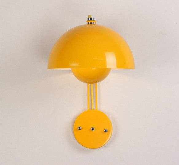 Flowerpot Lamp wall with dome-shaped shade in glossy yellow finish.