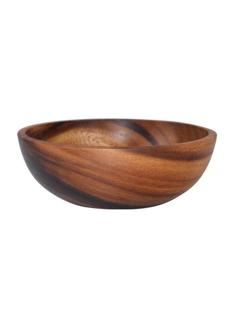 Acacia wood bowl with rich hues and unique grain pattern.