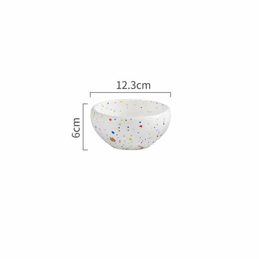 Graceful Dinnerware Set bowl with colorful speckled design, 12.3cm.