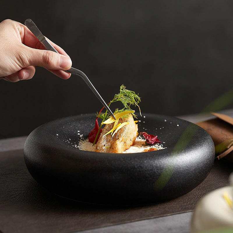 Ceramic Dinnerware Sets Modern with elegant, modern design used for serving gourmet meals.