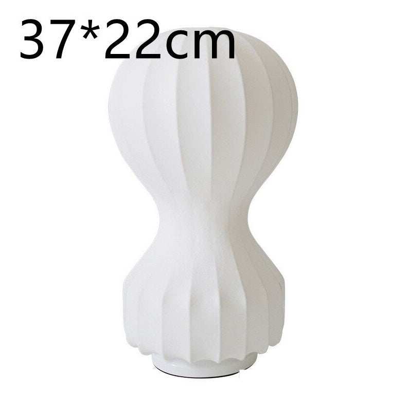 Paper Lamp gourd shape with white artistic balloon and vertical grooves.