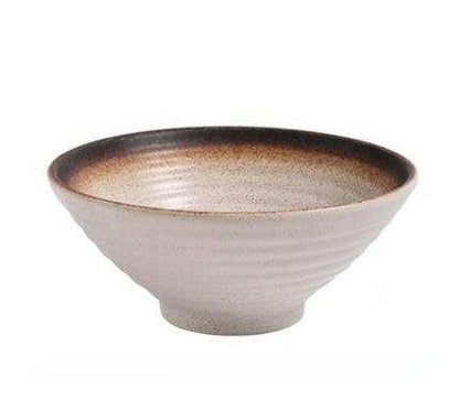 Japanese ceramic ramen bowl with a smooth, glossy glaze and earthy tones.