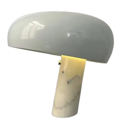 Snoopy Lamp with mushroom-shaped design and white cylindrical base.