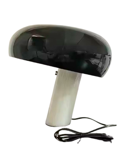 Snoopy Lamp with black mushroom-shaped top and white cylindrical base.