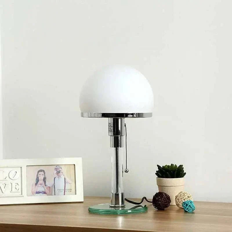 Bauhaus Table Lamp with sleek metal stand and dome-shaped shade.