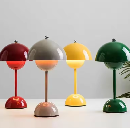 Colorful FlowerPot Lamps showcasing a dome-shaped classic Scandinavian design by Verner Panton.