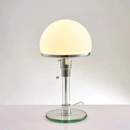 Bauhaus Lamp, Modern table lamp with dome shade and glass-like base.