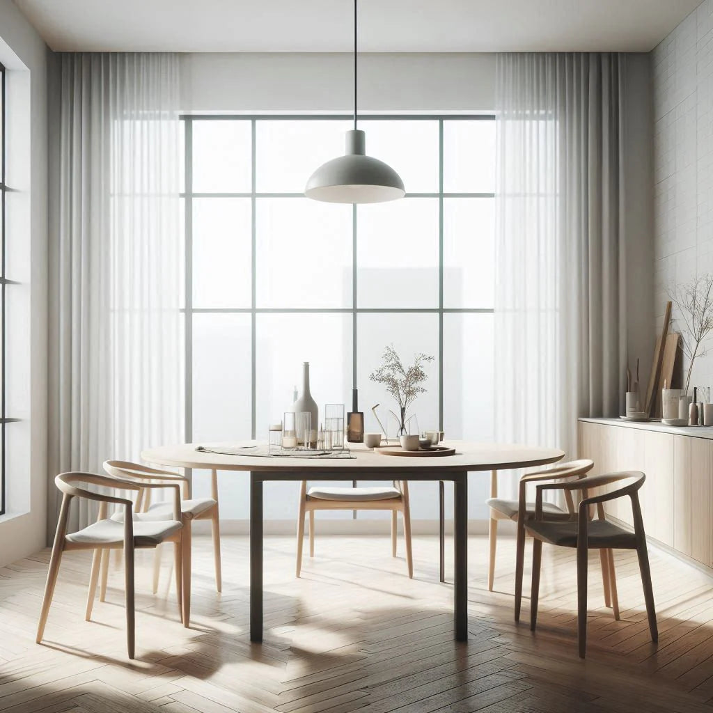 A simple and minimalist dining scene.