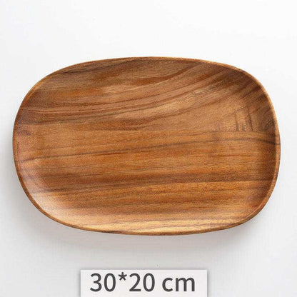 Irregular Acacia Wood Tray with organic curves and rich wood tones, 30x20 cm.