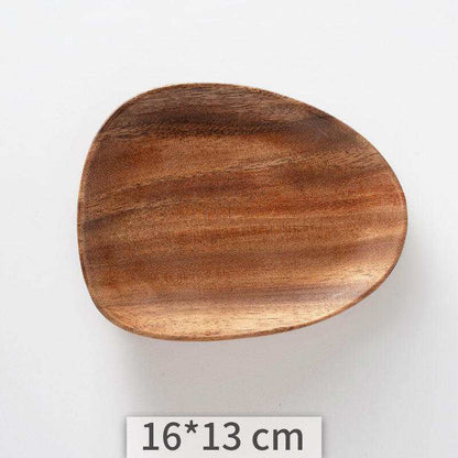 Irregular Acacia Wood Tray with unique grain and warm tones, measuring 16x13 cm.