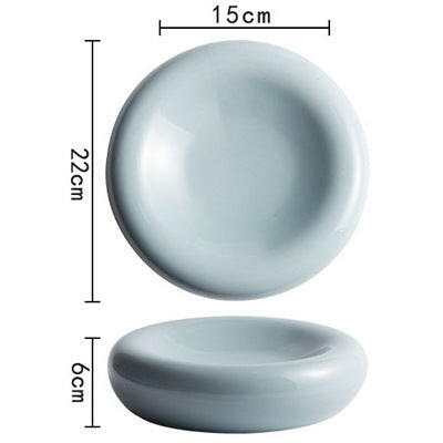 Ceramic Dinnerware Sets Modern with sleek design, featuring dimensions of 15cm and 22cm, in a smooth light gray finish.