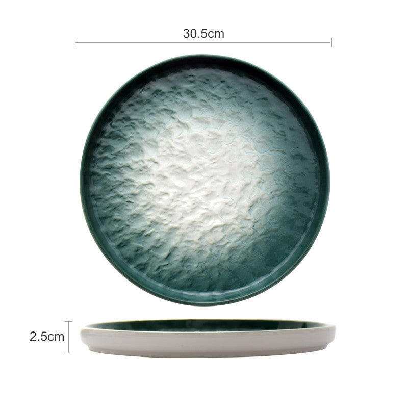 Gradient Emerald Plate with glossy ceramic finish for fine dining.