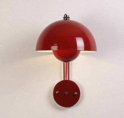 Flowerpot Lamp wall with glossy red dome shade, modern and elegant design.